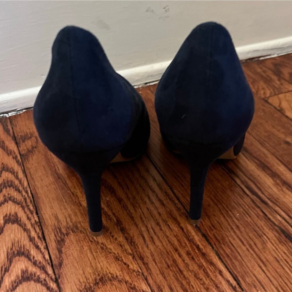 Blue Suede Stiletto Pumps Size 8 Almond Toe 4in Heel Leather Insole Corpcore - Picture 8 of 17